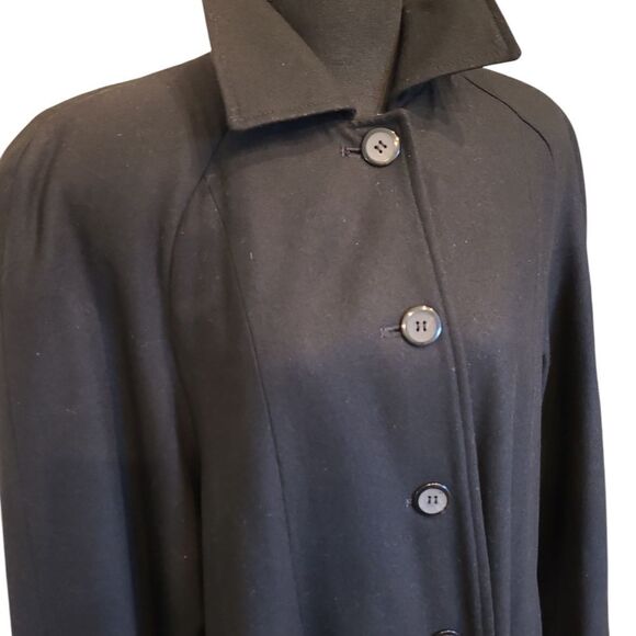 harve' bernard Elegant Black Long Coat sz 10 vintage - Picture 4 of 12